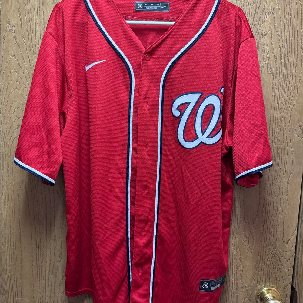 Juan Soto Washington Nationals Nike Jersey Mens XL Red MLB Baseball Button Up 22